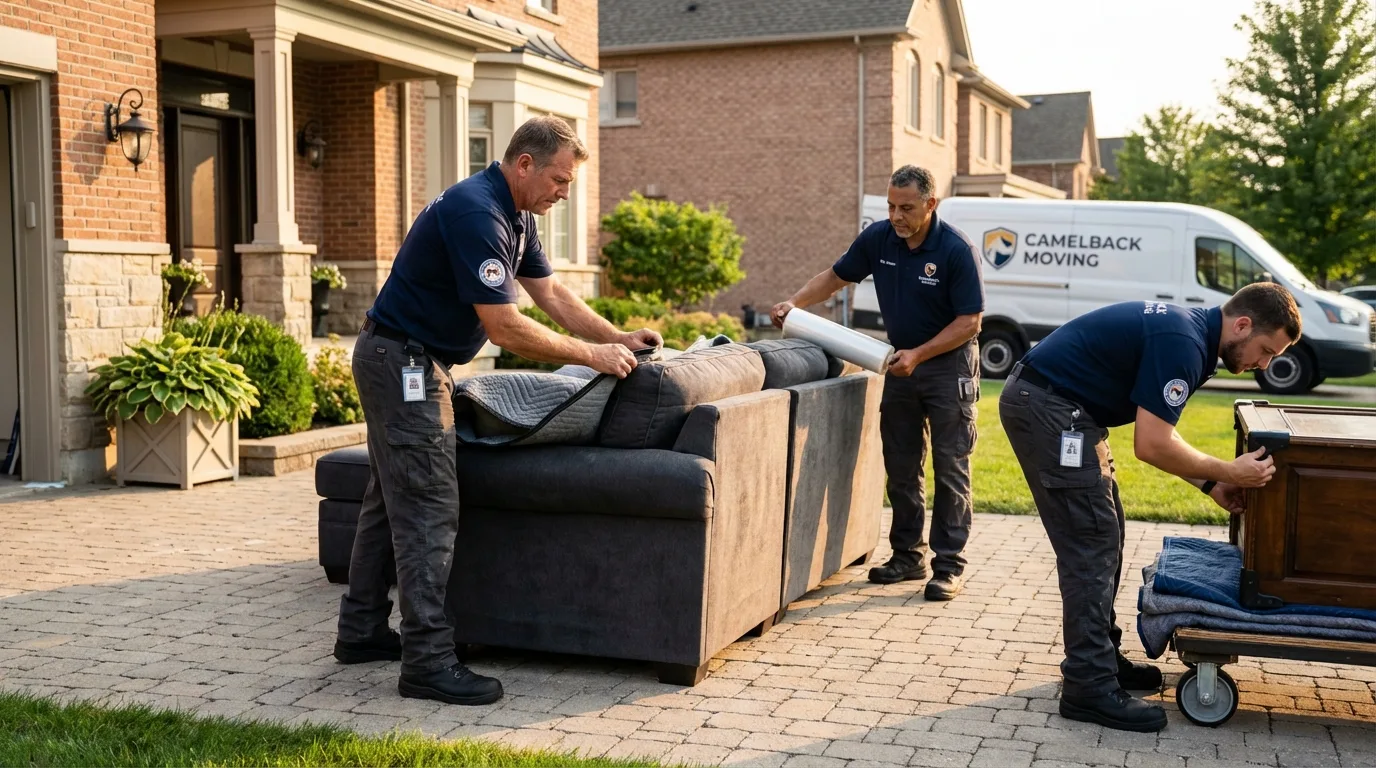 Large estate moving crew wrapping furniture in New Braunfels, TX